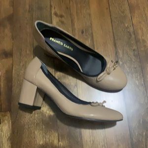 Franco Sarto beige nude block heel pumps. Size 8. Never worn.